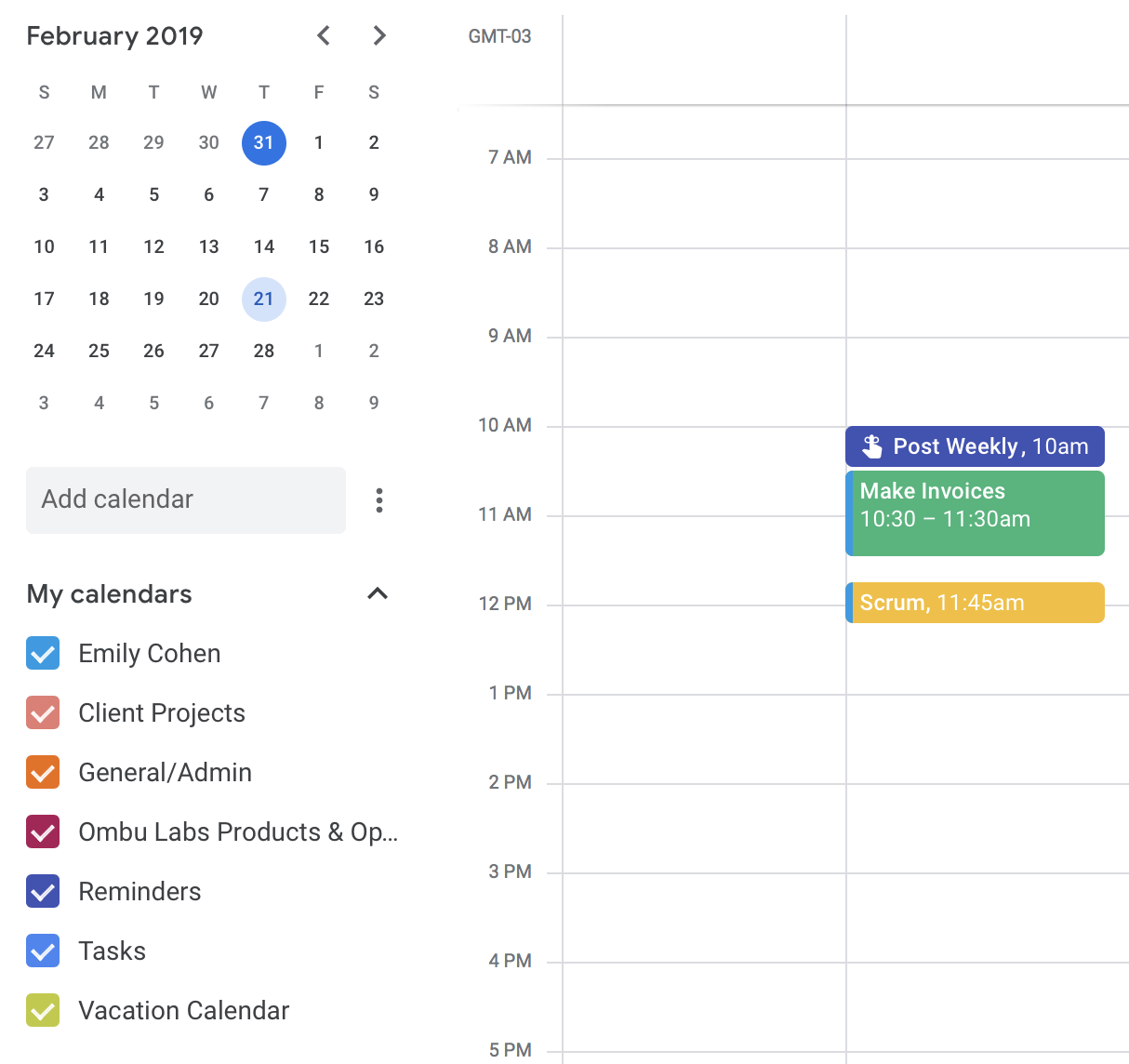 Multiple Calendars